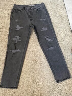 American Eagle Outfitters Vintage High Rise Distressed Black Stretch Jeans 10L